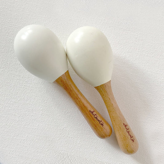 WOODEN MARACS SET - WHITE (0-12 Months)