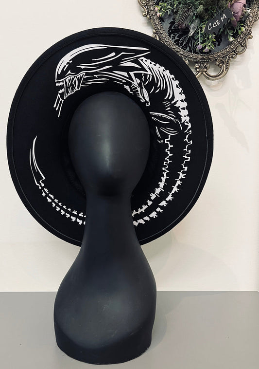 Vegan Felt Wide Brim Hat - XL Brim - Xenomorph -  -